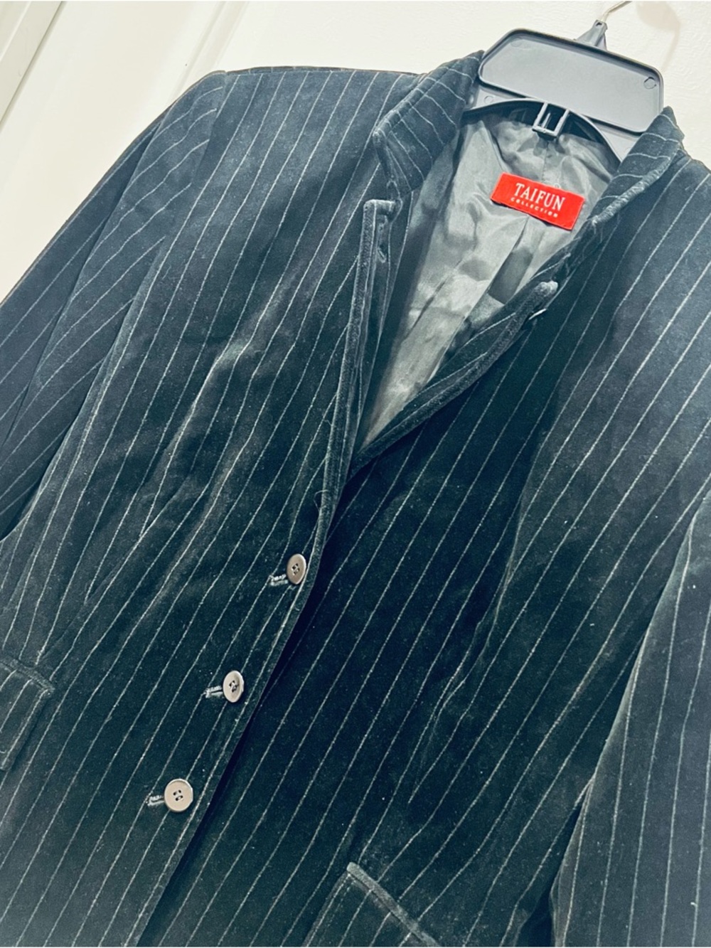 Vintage Taifun Collection Striped Velvet Blazer Black Lined Women’s 8 38 90s Y2K